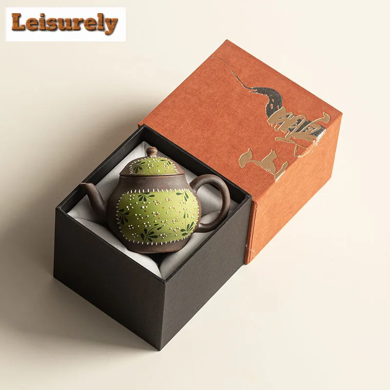 120ml Old Rock Clay Qingqiu Teapot Aesthetic Tea Infuser Pot Tea Making Kettle With Strainer Tea Services Accessories Craft Gift