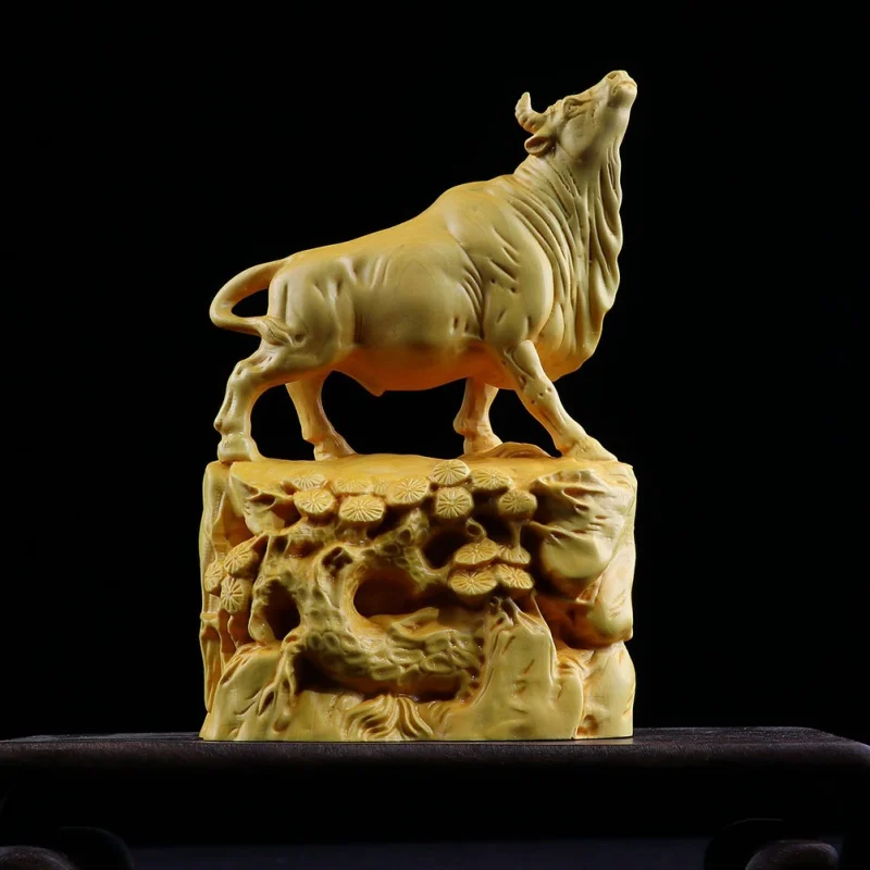 

Boxwood Craft Good Luck in the Year of the Ox Opening Gift Decoration Arrogant Living Room Decoration Car Chaotian Cow Twist