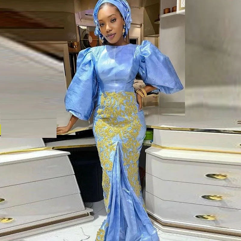 Saudi-arabien-Blau-Meerjungfrau-Abendkleider-Gold-Spitze-Appliques ...