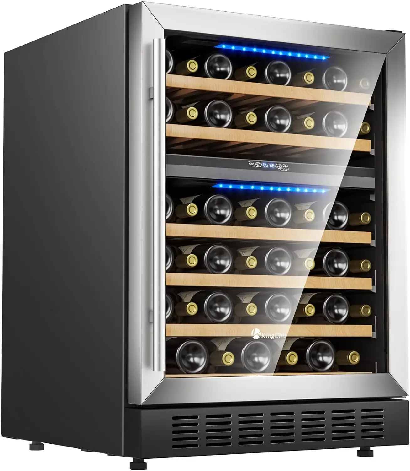 12 Inch 19 Bottle Wine Cooler Refrigerator Professional Compressor, Stainless Steel & Tempered Glass For Red Wine