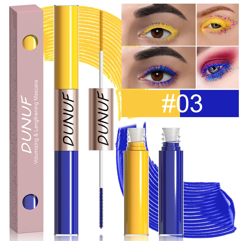 Slender Double-Head Colored Mascara, Curl Thick Lash, Extensão dos Cílios, Alongamento, Impermeável, Amarelo, Vermelho, Marrom, Escova Fina 10