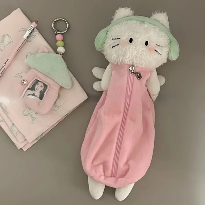 

Sanrio Hellokitty Pen Bag Plush Girl INS Pen Box Storage Student Stationery Cute Students' Supplies Schoolgirl Gift Accessories