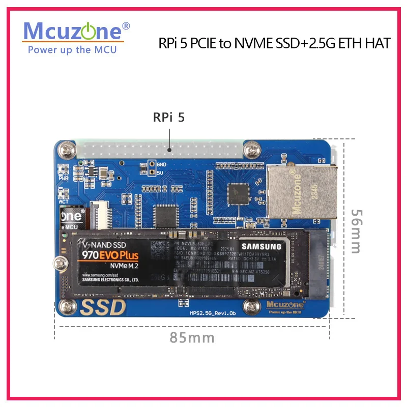 Raspberry pi Pcie para Ssd Nvme Mps2.5g Ssd 2.5g Eth Hat Rtl8125 Osubuntu 228022422230 Tamanho Ssd - Imagem 5