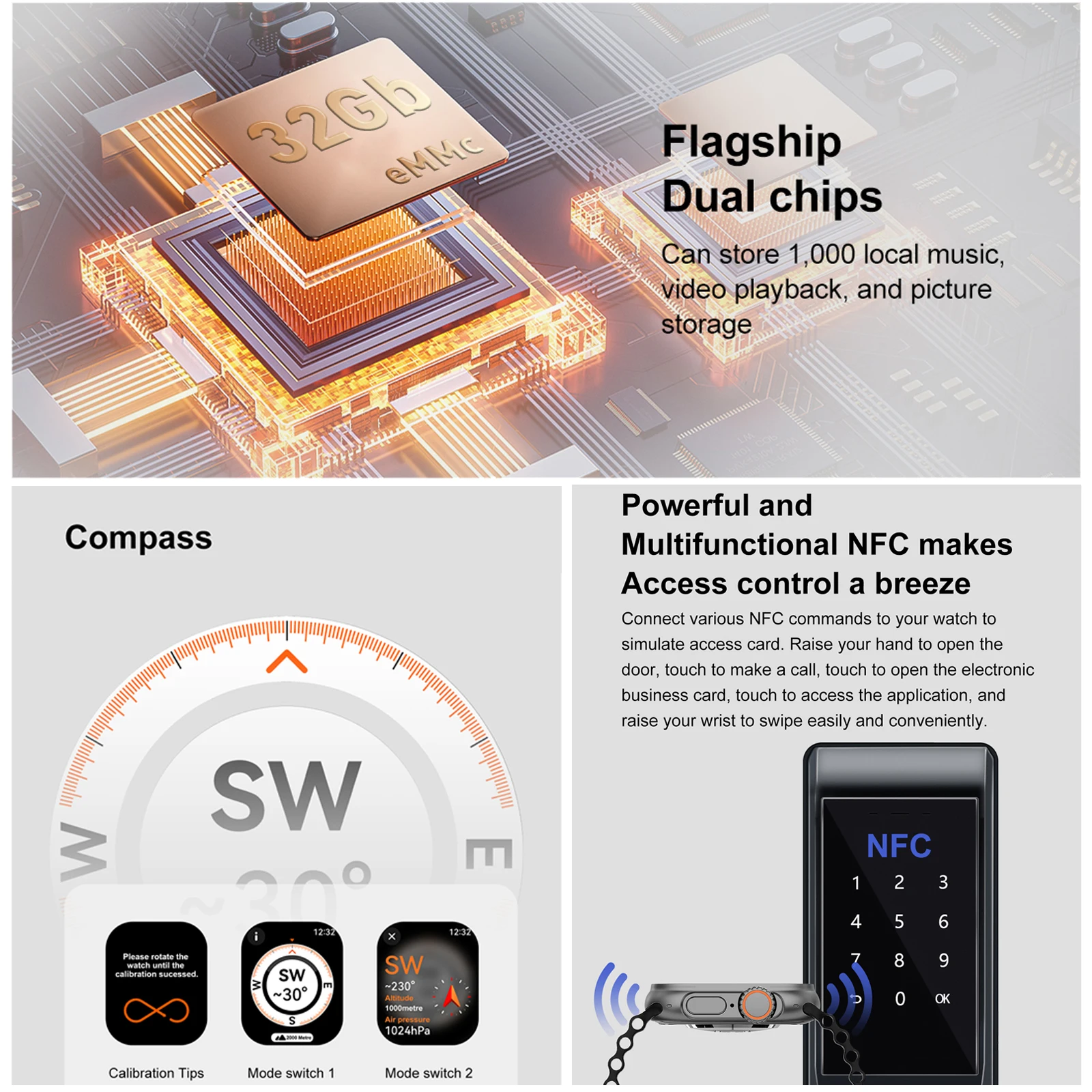 DT Ultra 3 Smartwatch Amoled Screen 4GB MP3 MP4 Player Bluetooth Network Sharing APP Store ChatGPT Smart AI Watch Man Sportwatch 6
