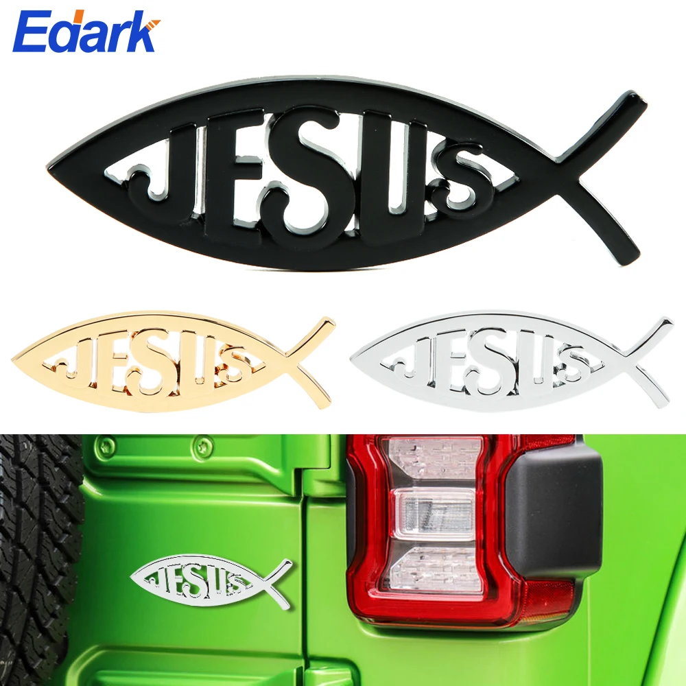 

1 Piece 3D Metal Jesus Fish Emblems Christian Symbol Car Sticker for Universal Emblem Decal Christian Decorative Car Stickers