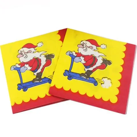 

Newest Christmas Disposable Napkin 20pcs/set Paper Napkins Xmas Tussue 33x33cm Food Grade Tableware For New Year
