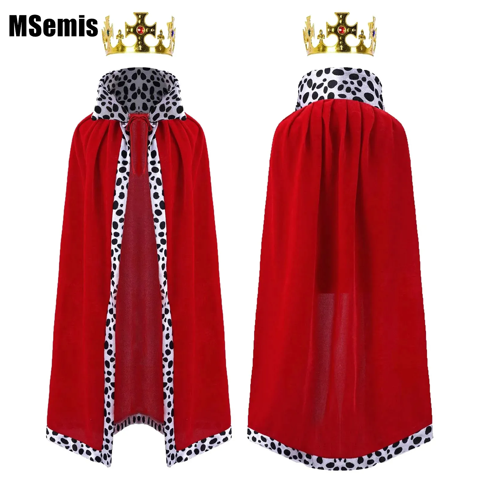 King Coat Holiday Cape Velvet Material With Crown Halloween Themed Party  Theater Costume Cosplay Carnival Dress Up Accessories
