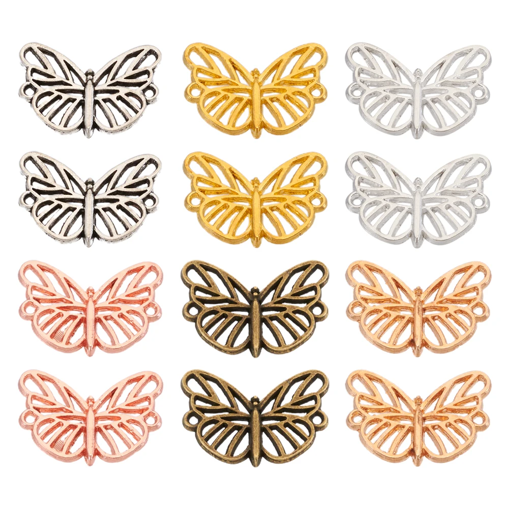 

90Pcs Mixed Color Alloy Hollow Butterfly Links Connector Charms For DIY Necklace Bracelet Jewelry Making Accessories