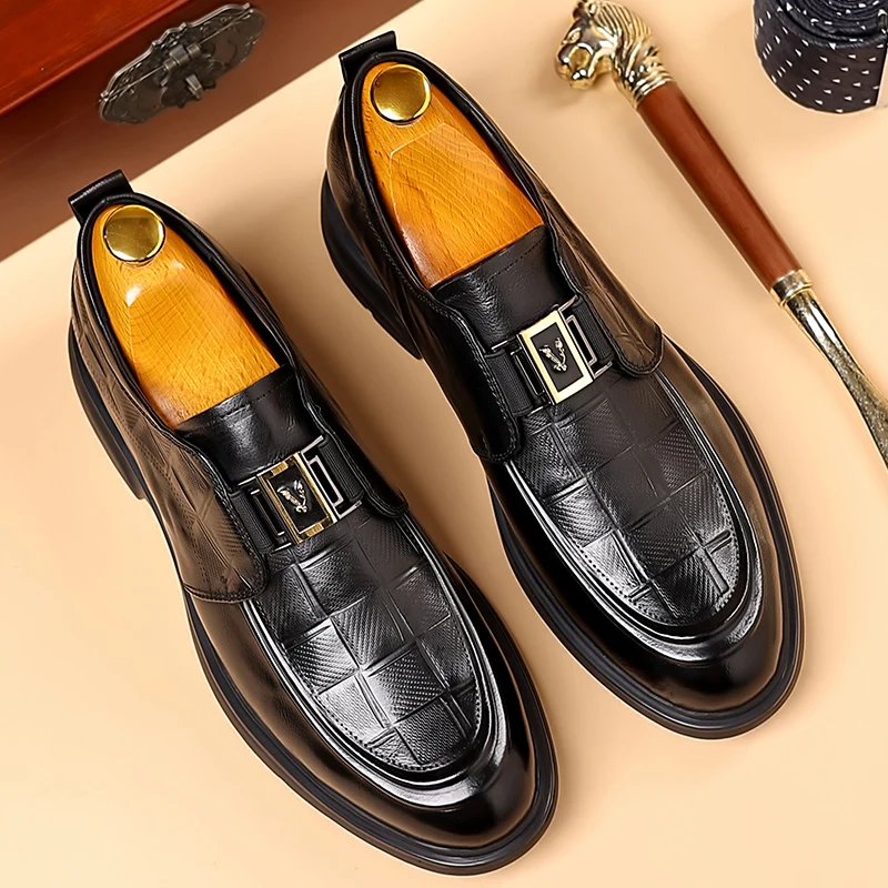 Handmade Casual Leather Loafers Breathable Male Driving Flats Hot Sale Men's Platform Business Shoes Slip on Flats Oxford Shoes