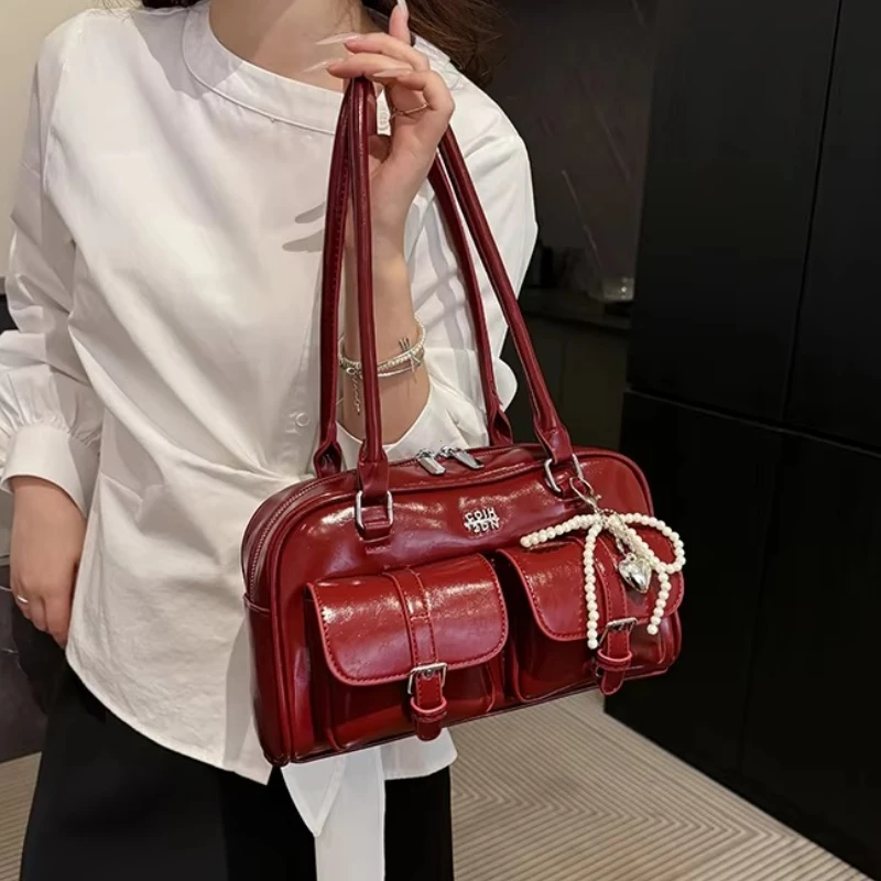 2026 New Commuter Small Women's Handbag Boston Large Capaci Bowling Bag Soft Square PU Leather Faionable oulder Crossbody Bag