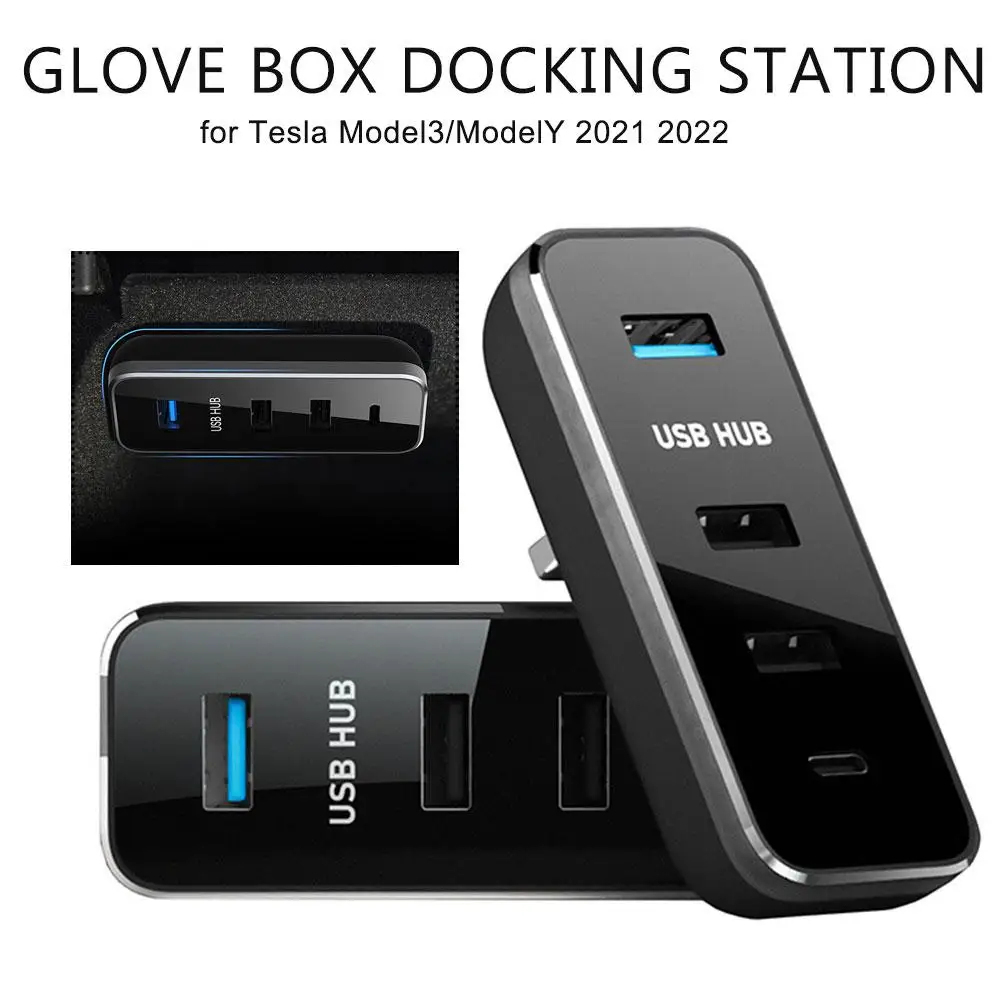 

Док-станция для Tesla Y Glove Box, док-станция, разветвитель с портами USB Type-C и USB Type-C, аксессуары для N3W6