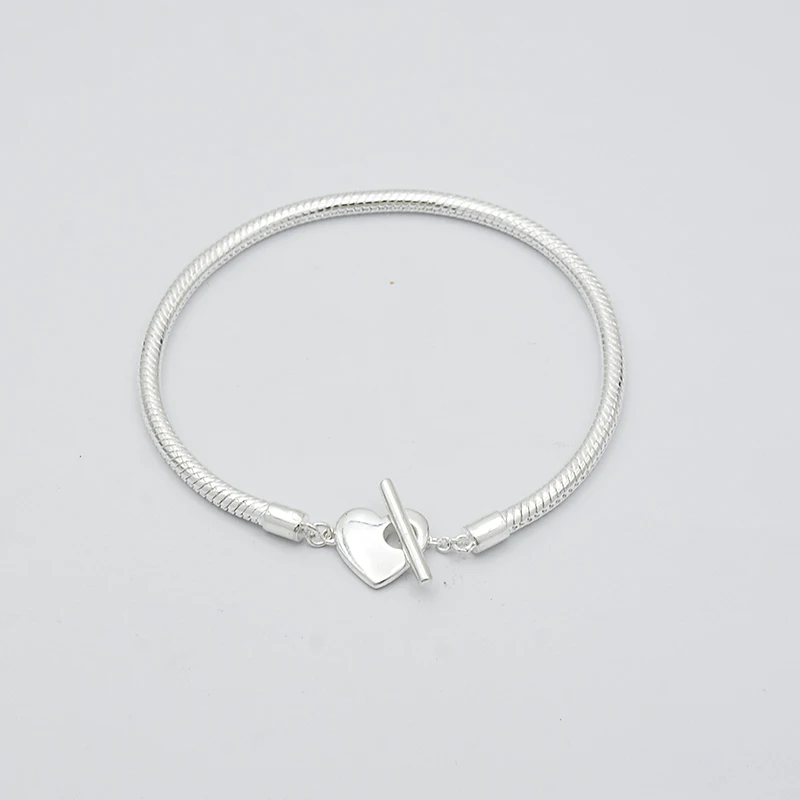 

Высококачественная посеребрённая цепочка с застежкой в виде сердца, женский браслет «сделай сам», подарок для девочек, бесплатная доставка в Испании