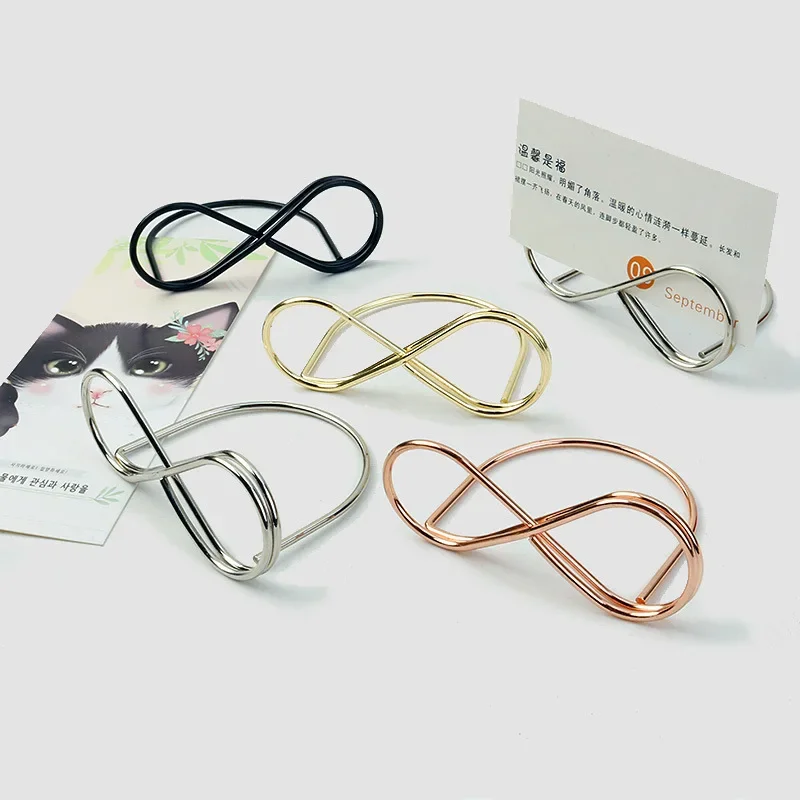 Creative Multi-purpose Card Holders Iron Curve Beauty Memo Holder Business Card Holder Party Seat Name Tag Stand