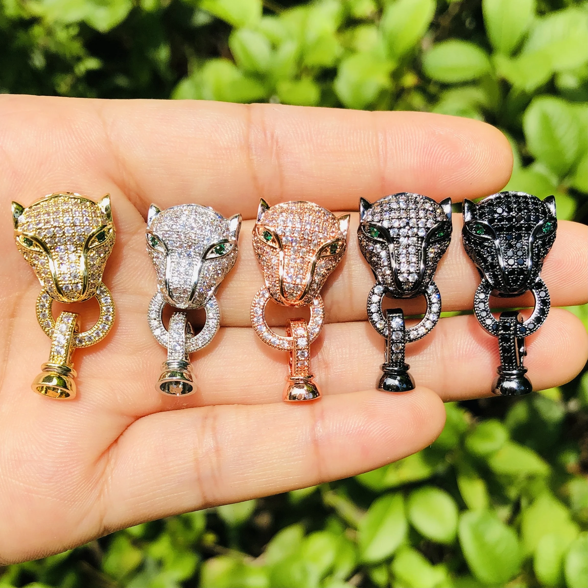 5pcs/Lot Cubic Zirconia Paved Panther Connectors Spacers for Woman Bracelets Men Jewelry Making Handmade Crafts Findings Supply