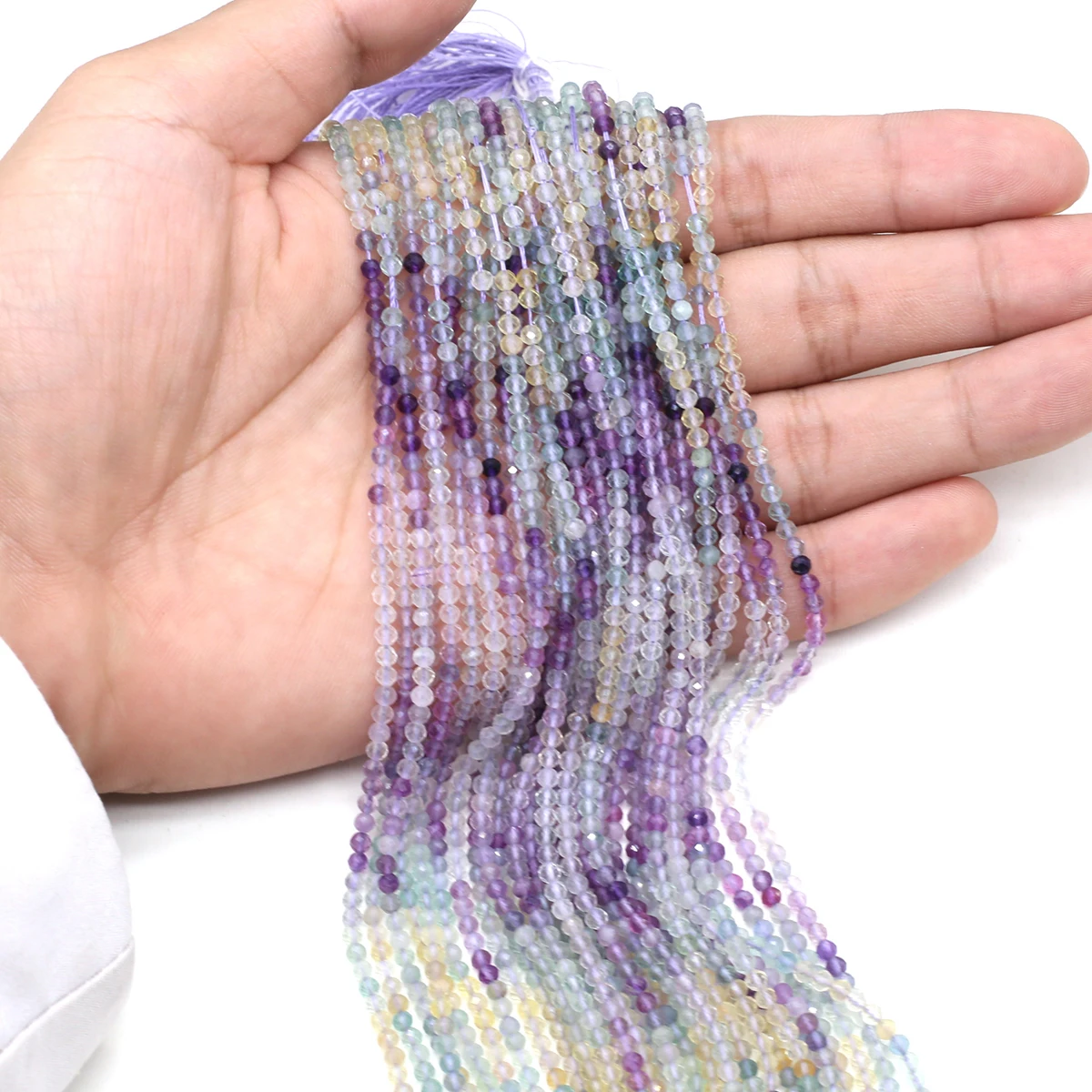 5 Strings Wholesale Natural Stone Fluorite Loose Spacing Beaded Jewelry Making DIY Necklaces Bracelet Earrings Accessories