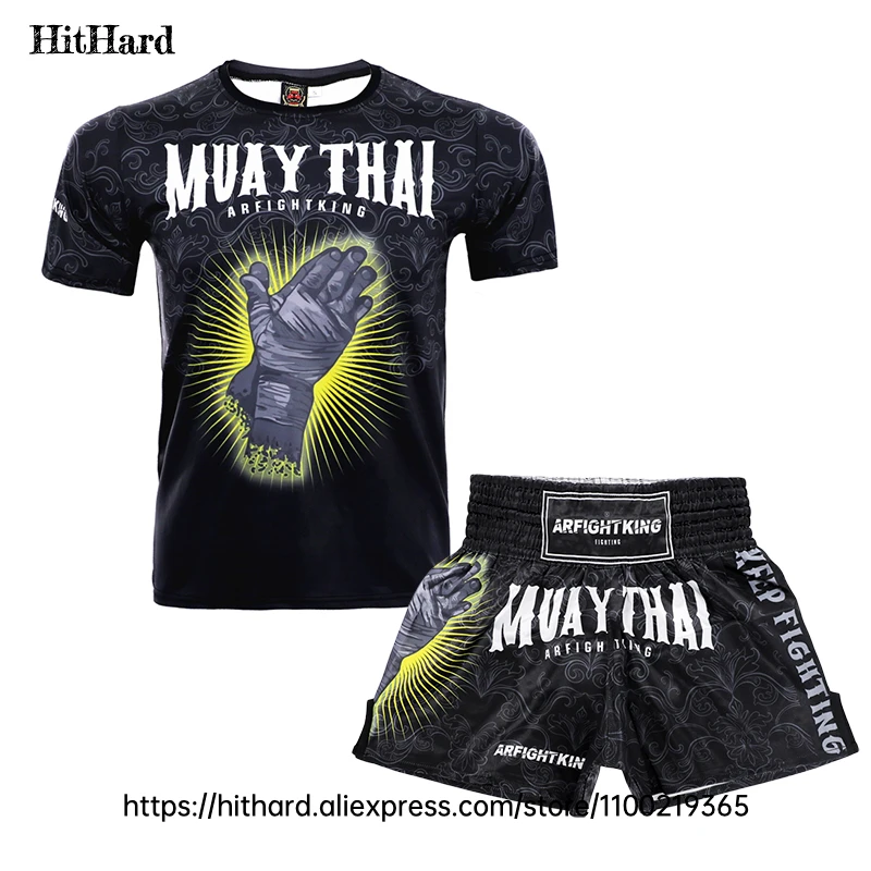 Muay Thai Shorts Rashguard Jiu Jitsu Boxing Uniform Martial Arts Combat MMA Training Clothing Men Women Fight Kickboxing Shorts