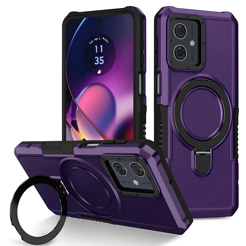 Shockproof Armor Phone Case with Rotating Ring Stand