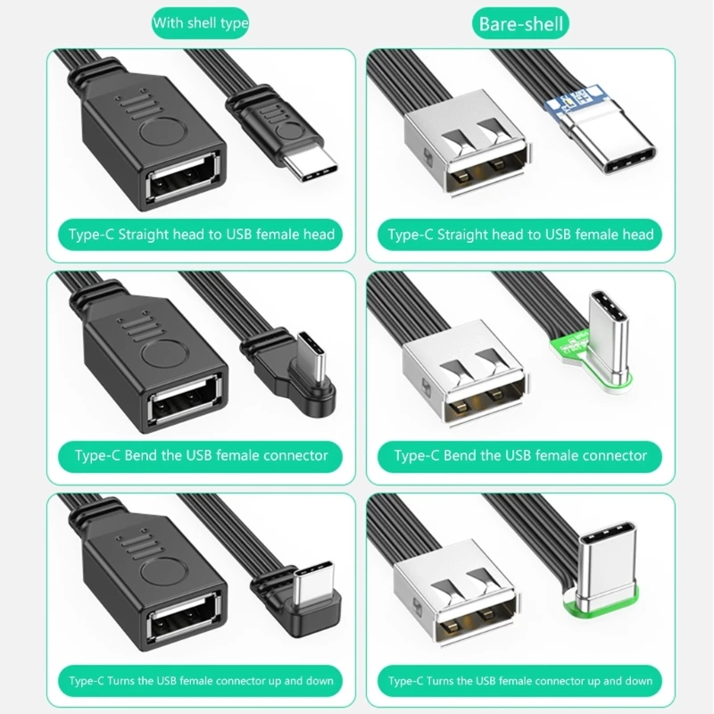 Right-Angle USB-C to USB-A OTG Adapter Cable