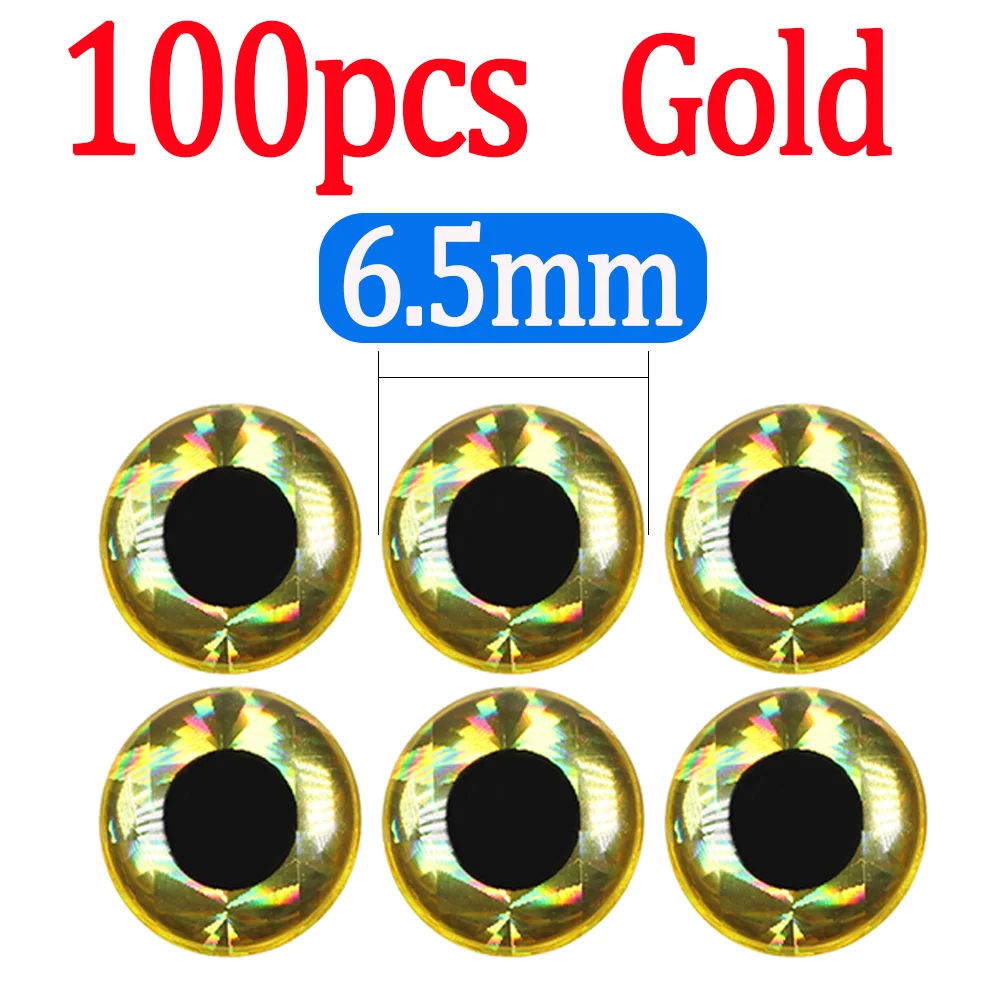 100pcs Gold 6.5mm