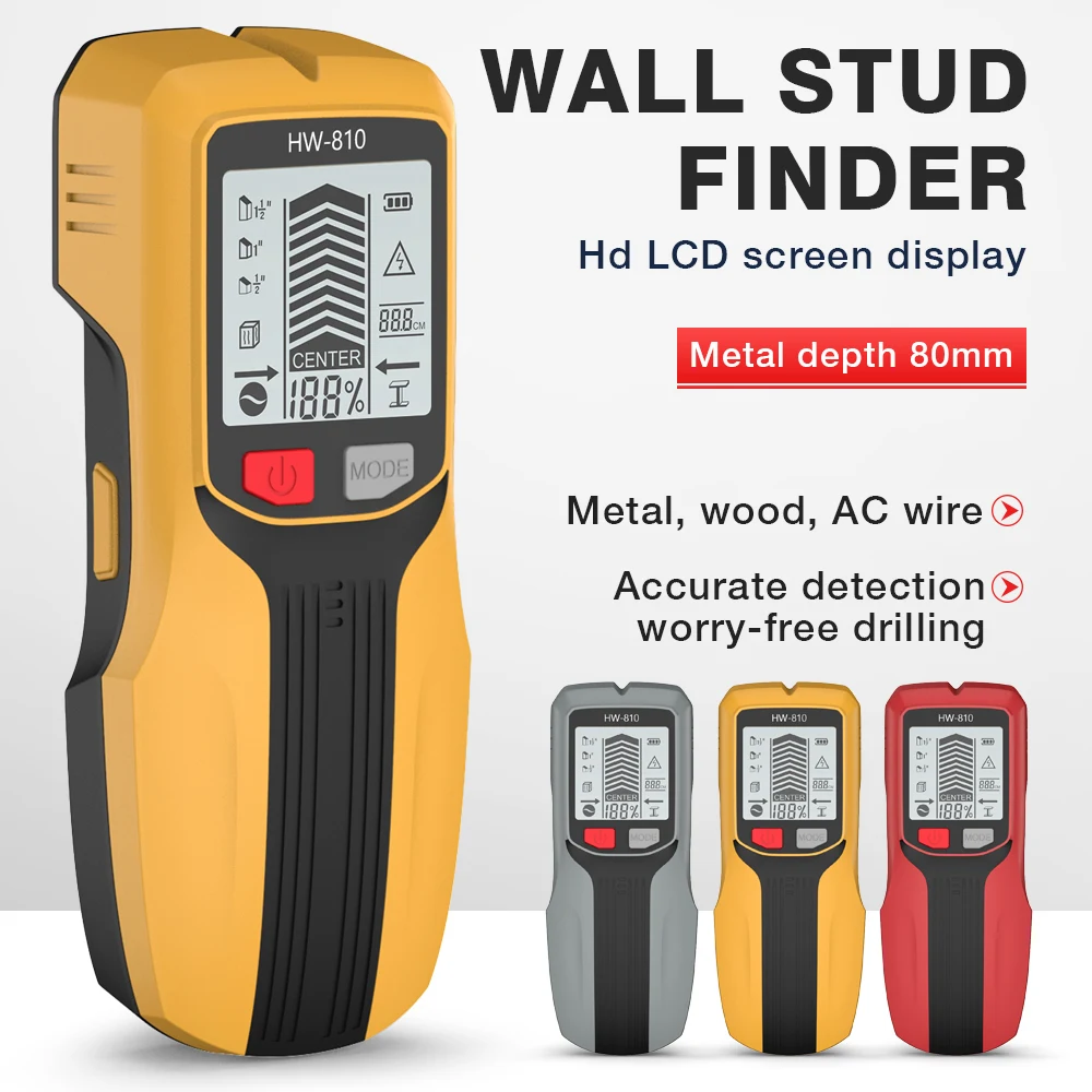 Wall Metal Detector Backlight Stud Finder AC Live Wire Cable Scanner