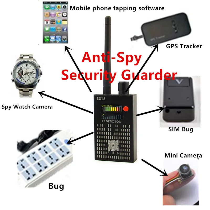 Signal Detector 1MHz-8000MHz Wireless Signal Detector Radio Wave WiFi Bug Finder Camera Full-Range RF Detectors G318