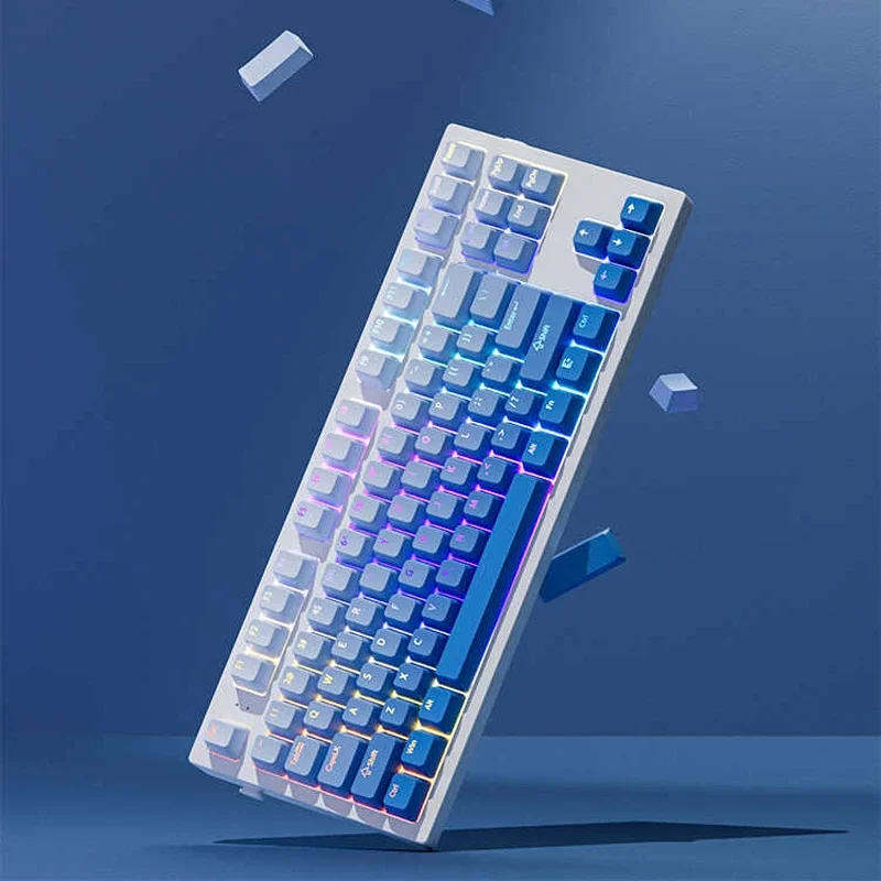 130+ 키 그라데이션 블루 샤인 스루 키캡 OEM 프로파일 RGB 백라이트 PBT 더블 샷 키캡 MX 스위치용 게이밍 키보드