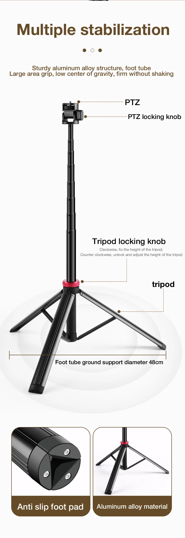 Extensible avec vis 1/4" pour appareil photo reflex numérique, smartphone, lampe d'appoint, microphone et trépied_voghion.com
