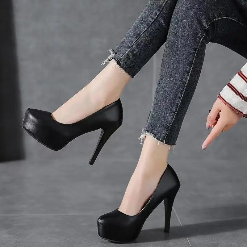 

Super High-Heeled Sexy Naterproof Platform Stiletto Women Shoes Small Round Toe Shallow Mouth Single Shoes