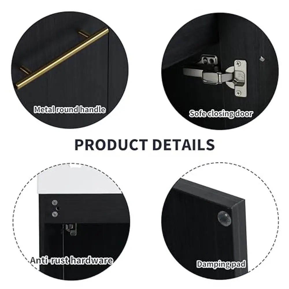 Description Picture 6 of itemModern 30" Bathroom Vanity with Thick Edged Resin Sink Floating Cabinet with Soft Close Doors Durable Engineered Wood Water