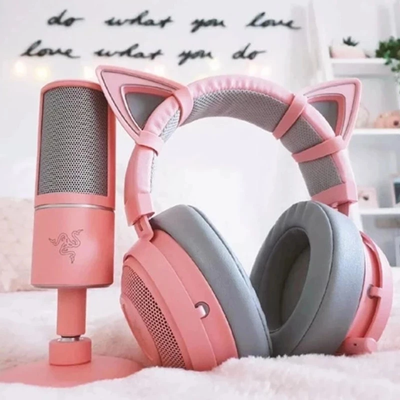 New Kraken Pro V2 Crystal Black gaming headphone girl Cat ear stereo