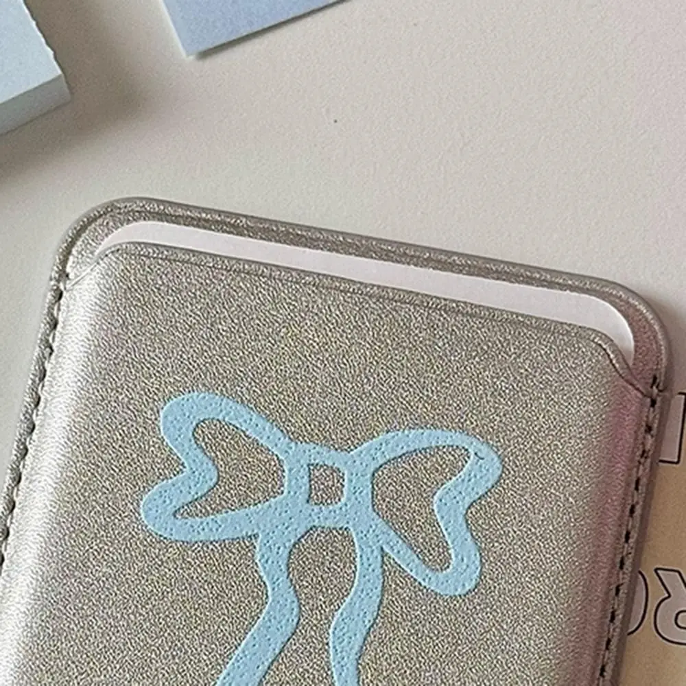 Silk Bow Magnetic Card Clip Leather Phone Case with Anti-Fingerprint and Dustproof Wallet Holder