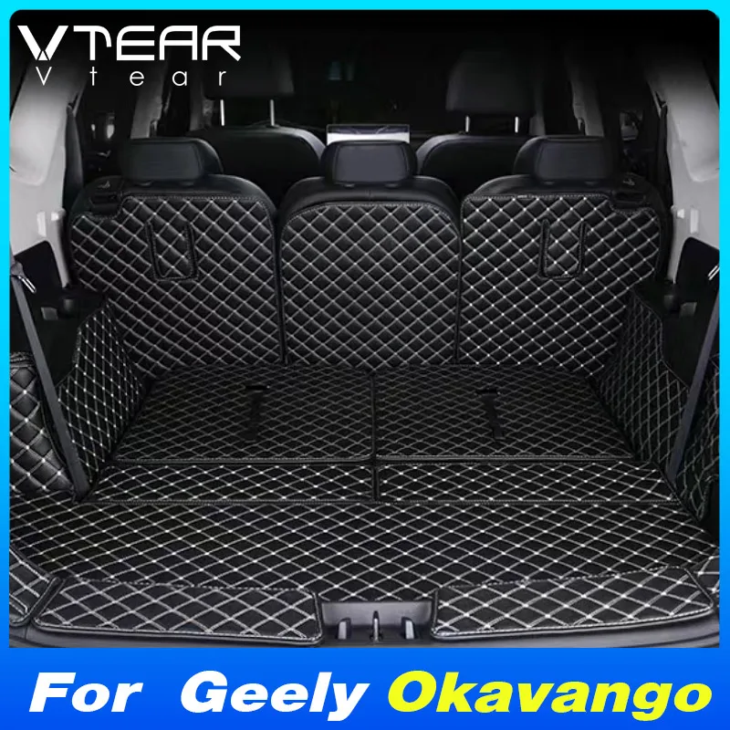 

Коврик для заднего багажника Vtear, защитный напольный коврик из искусственной кожи, аксессуары для украшения интерьера, детали для стайлинга автомобиля для Geely Okavango 2023