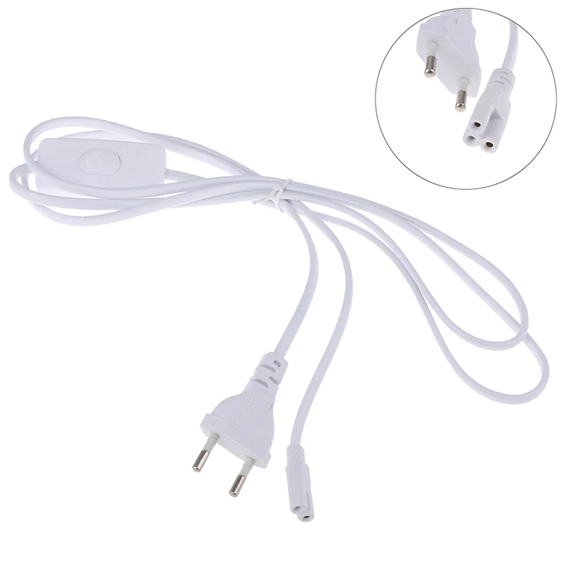 1.8m Power Cord Cables EU Plug Switch Cable For T5 LED Tube T8 Power Charging Wire Connection