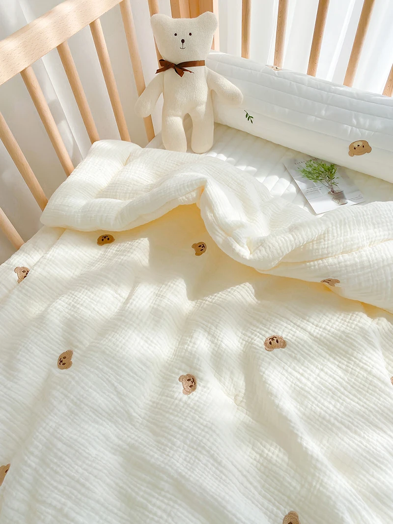 Cartoon Bear Bunny Baby Quilt Newborn Nap Quilts Soft Cotton Infant Blanket Spring Fall Winter Swaddle Wrapped Bedding 100*120CM