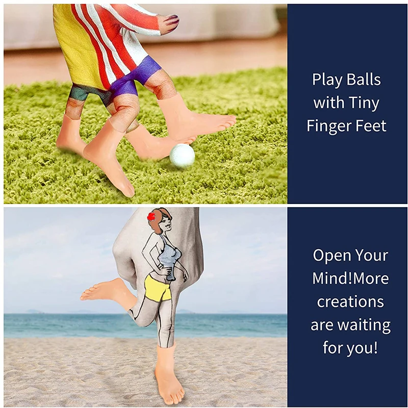 Finger Feet Puppet Tiny Feet Set Left and Right Small Feet for Fun, Little Feet Fingers for Adults Kid Novelty Toys Party Favor images - 6