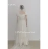 Fanan Korea Puff Sleeves Wedding Dresses  웨딩드레스 Chiffon Square Neck Lace Custom Made Ruched Photoshoot Bride Gowns Plus Size 3