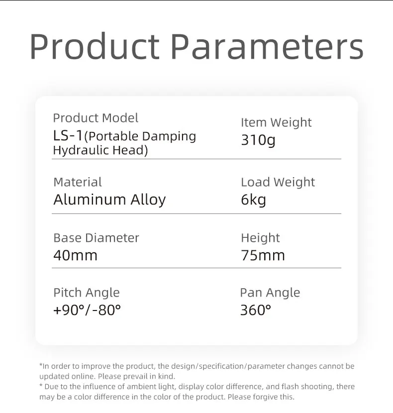 Description Picture 3 of itemXILETU LS1 Panoramic Tripod Head Hydraulic Fluid Video Damping Head For Tripod Monopod Camera Holder Stand Mobile SLR DSLR