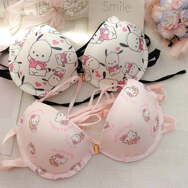 Sanrio Bra Hello Kitty Pochacco Kawaii Comfortable Breathable Underwear  Comic Girlish Boobs Bra Sexy Brassiere Panties Girl Gift - AliExpress