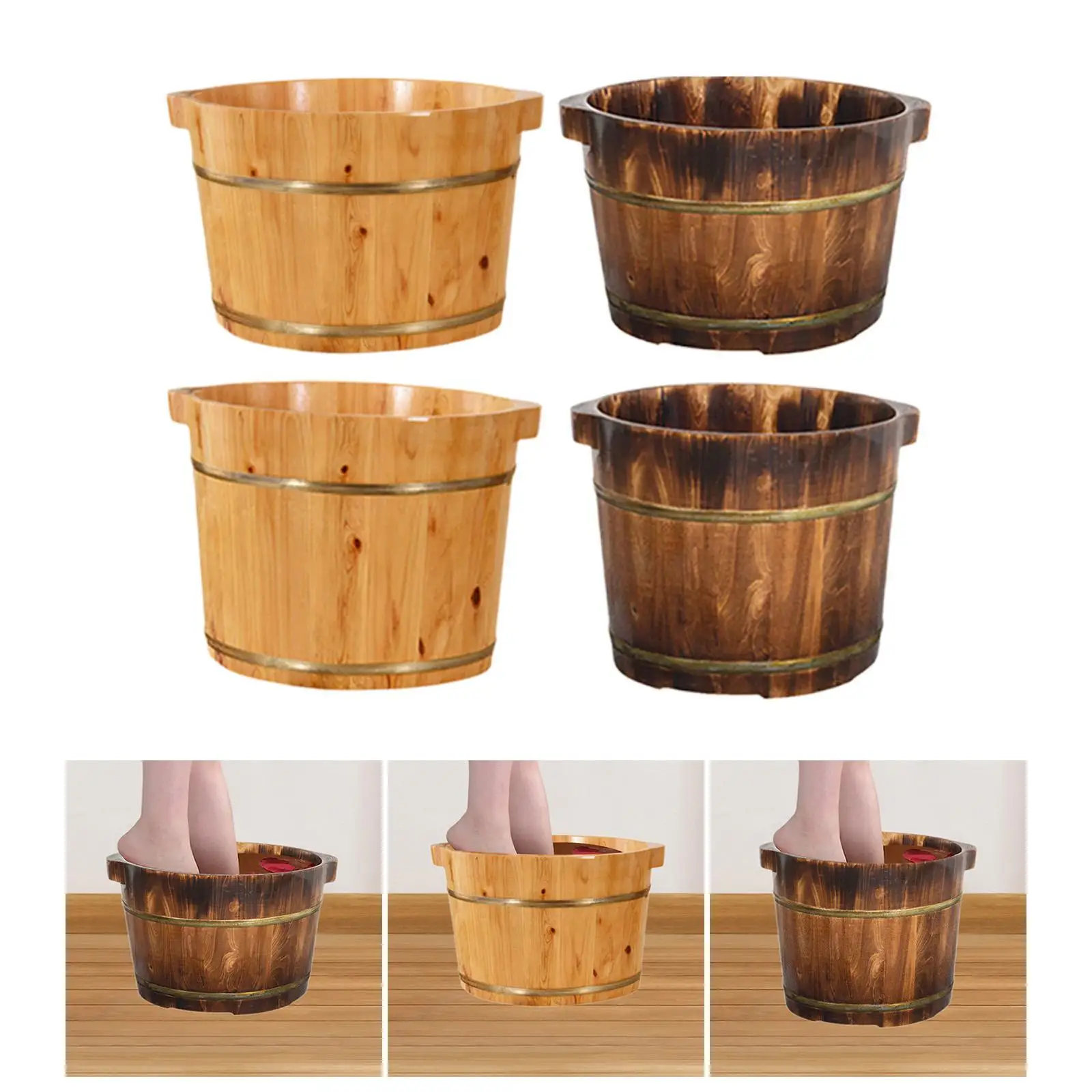Wood Foot Bath Tub Deep Foot Washing Bucket for Bathroom Household Women Men Wood Foot Bath Tub Deep Foot Washing Bucket for Bathroom Household Women Men