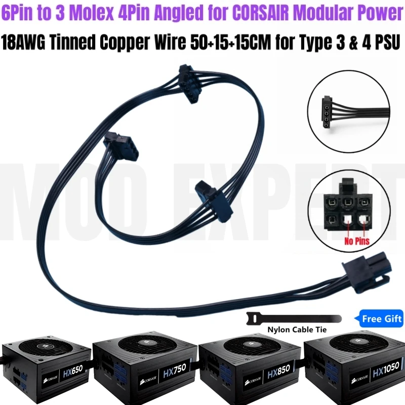 6Pinto3MolexIDEPATAPerif4PinAngledHDDFloppyDriveFanPower