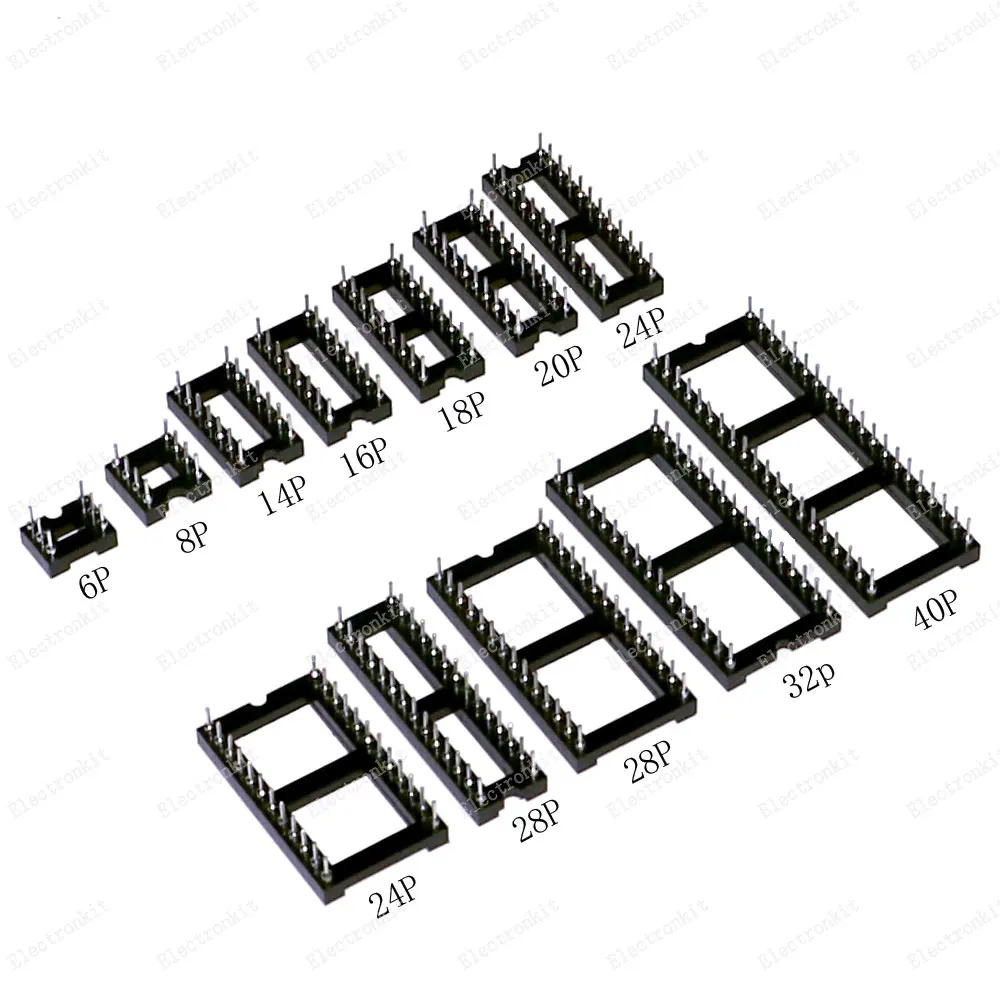 115pcs 12value Round Hole Ic Socket Kit Connector DIP6 DIP8 DIP14 DIP16 DIP18 DIP20 DIP24  DIP28 DIP40 Pin Sockets