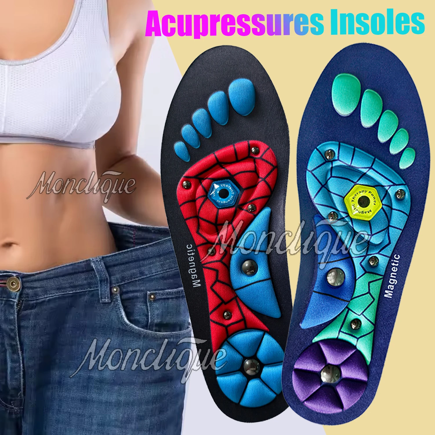 Medical Magnetic Therapy Sports Insole Foot Massage Weight Loss Acupressure Insole Improve Blood Circulation Anti-fatigue Insole