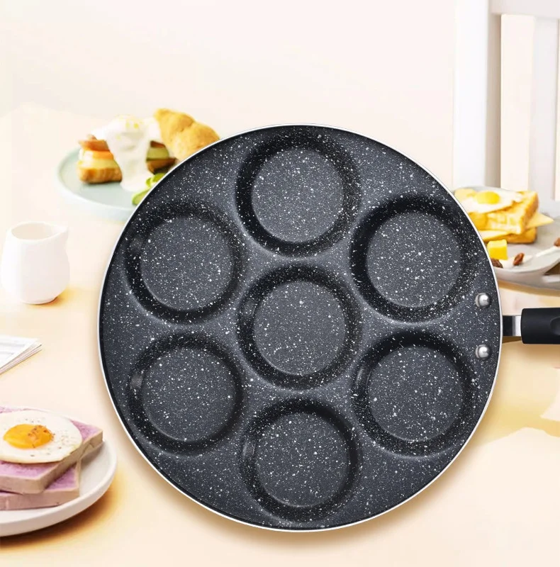Seven Hole Omelette Pan Non-stick Pan Multi-function Pan Breakfast Pan Household Frying Pan Hamburger Mold Kitchen Cookware 4