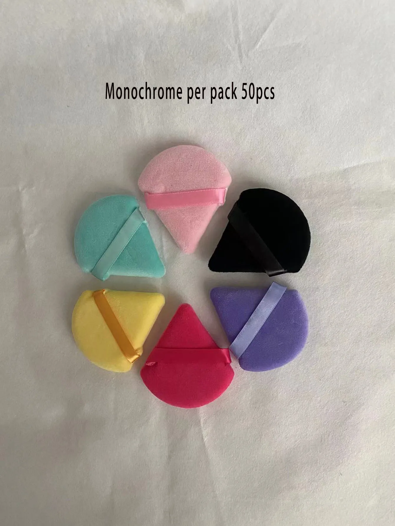 50pcs Soft, Multi-Color Flocking Powder Puffs - Non-Absorbent Design