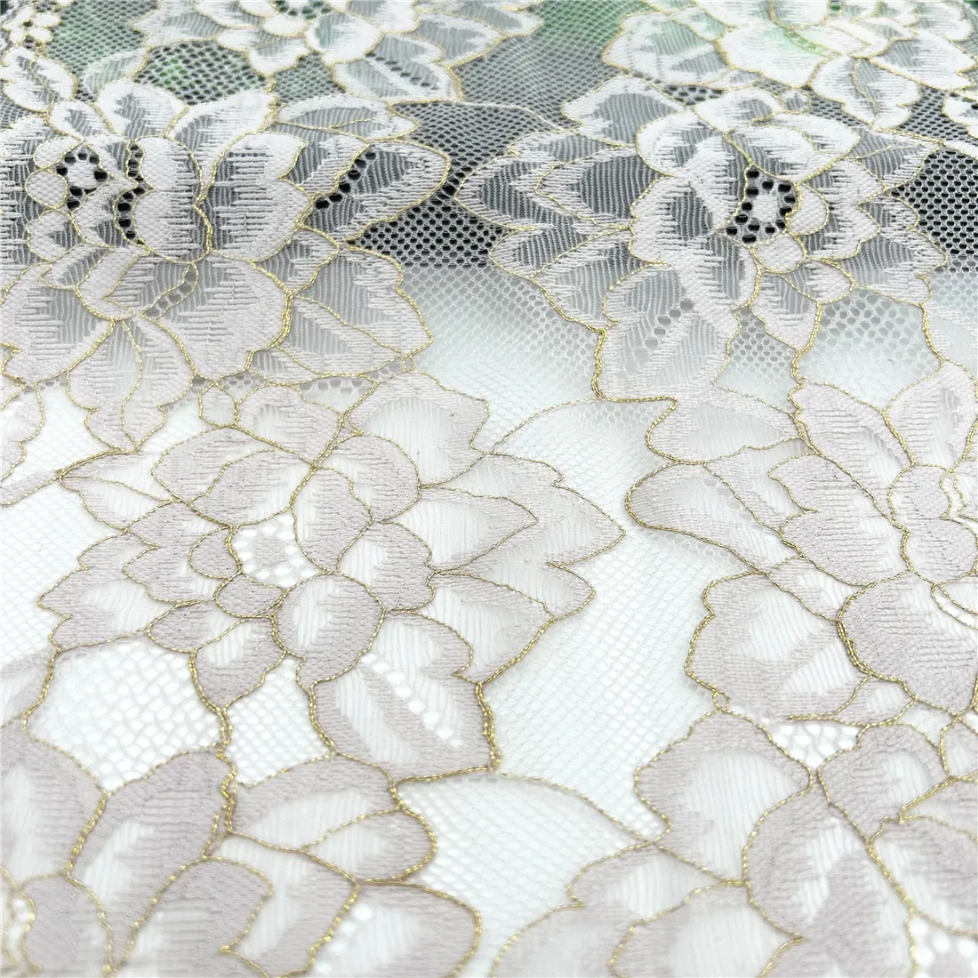 3y/lot Width 21cm Pale Lilac Gold Elastic Lace Trim For Lingerie Sewing Craft DIY Apparel Fabric Lace Wedding Garment Material 3