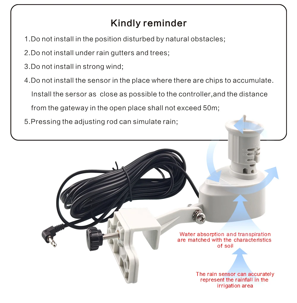 Description Picture 5 of itemRain Seer Wired Rainfall Sensor Home Garden Connected Devices Kit Irrigation Water Timer Can Connect Electromagnetic Valve