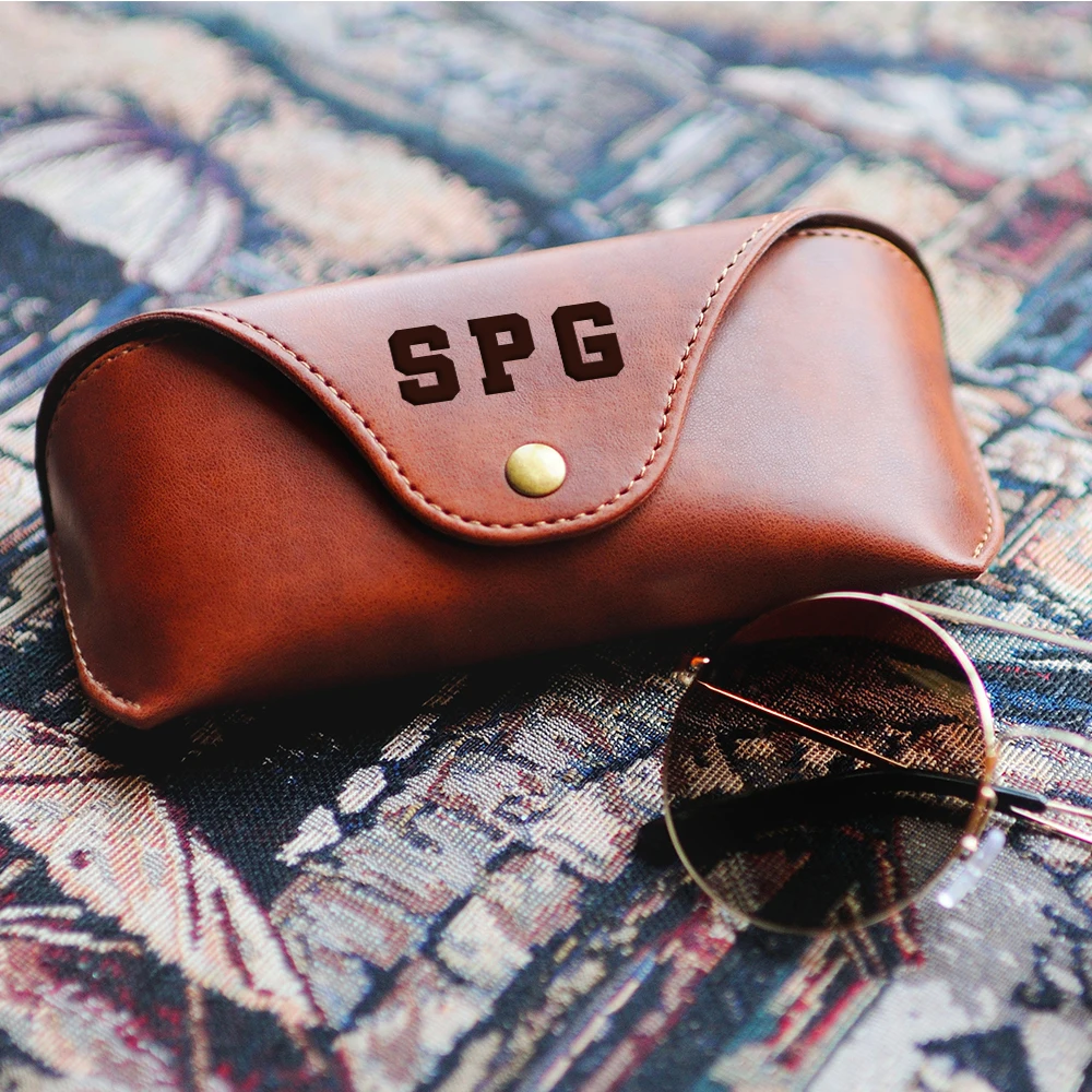 

Engraved Initials Leather Glasses Case for Women Men Protective Glasses Box Personalised Birthday Gift Sunglasses Glasses Holder