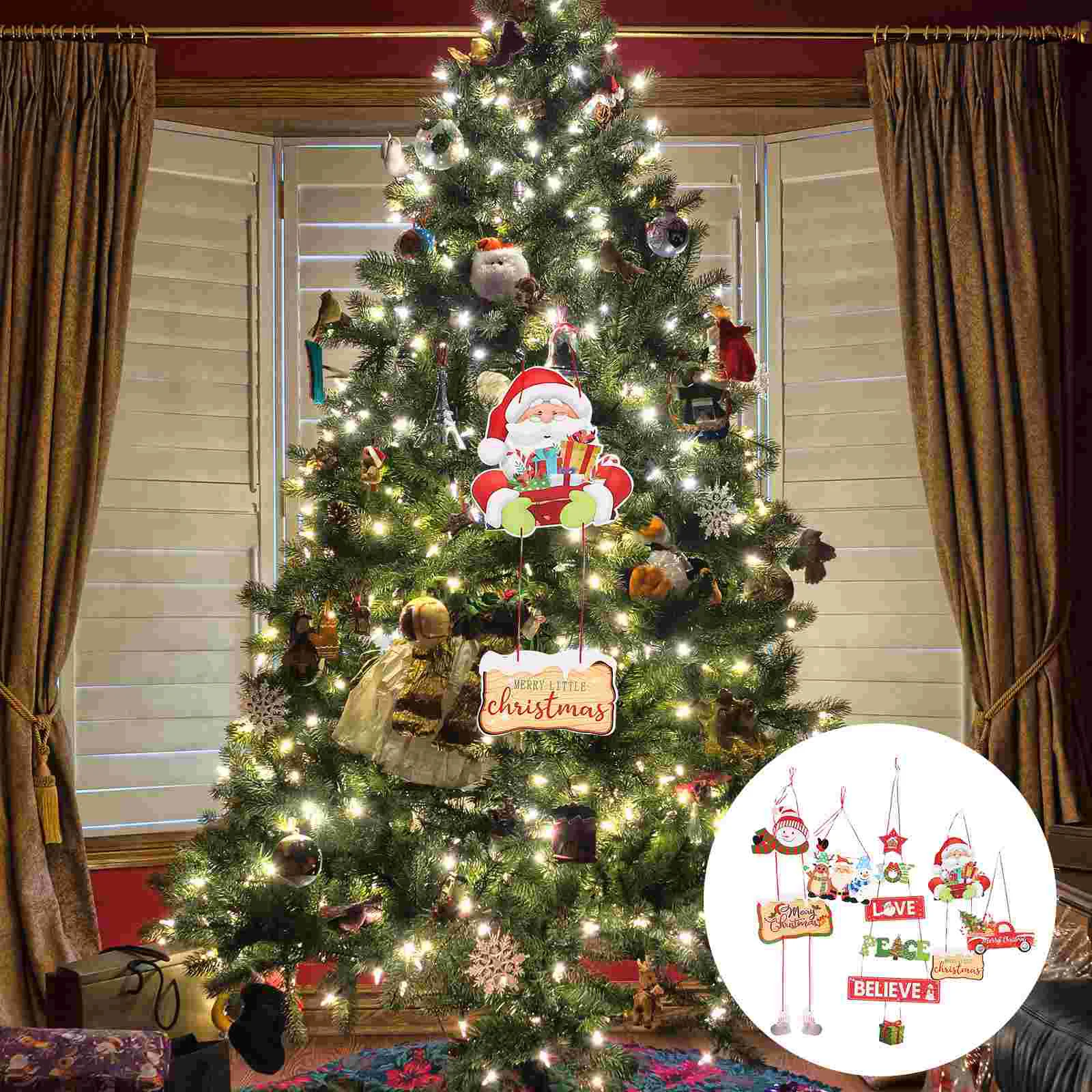 

5 Pcs Christmas Decoration Door Width Hanging New Year Party Tree 5-piece Set Pendant