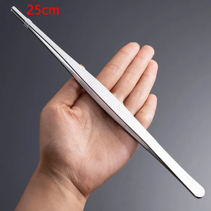 1 stücke Edelstahl Zahn Pinzette Stahl Ellenbogen Gerade Pinzette Aquarium Clip Lange Zange Medizinische Pinzette Zange Pet Fütterung Werkzeuge – Detail 7