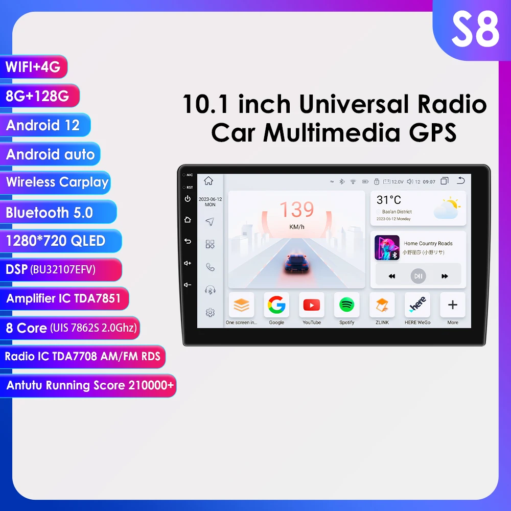 

9 "10.1"Android 12 Car radio 7862 Head Unit Universal autoradio dsp Carplay GPS Navigation Stereo Audio 2din 4G WIFI rds Screen